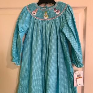 Smocked flannel snowman dress